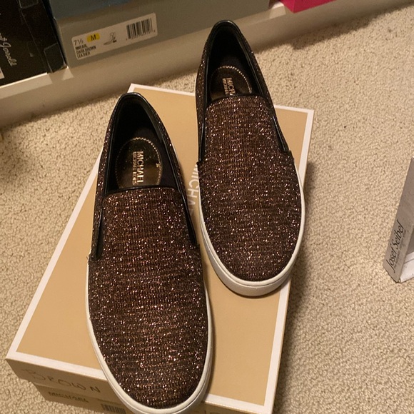 Michael Kors brown metallic slip ons…in box-never worn! - Picture 1 of 3